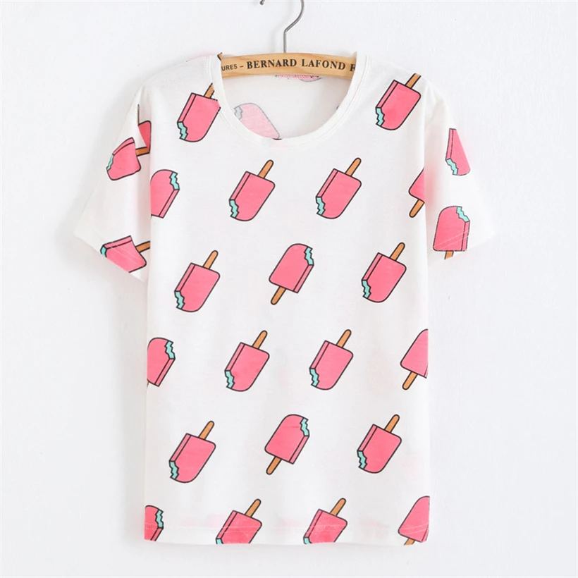 Футболка женская с принтом в виде арбуза банана и мороженого|t shirt female|basic topwomen summer