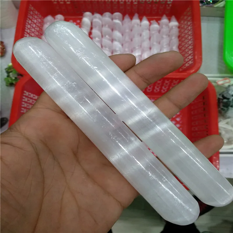 Selenite Crystal Массажная палочка 6 5 &quotгладкая полированная круглая лечебная рейки