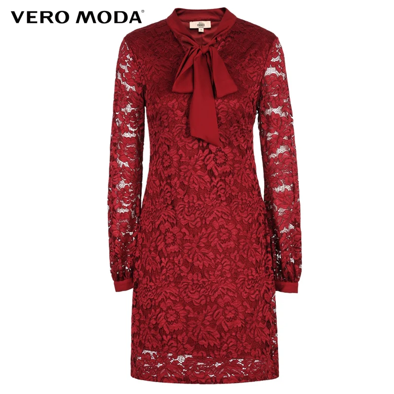 Vero Moda сплошной цвет кружевное платье с воротником Галстуки | 317361516|Женские платья|