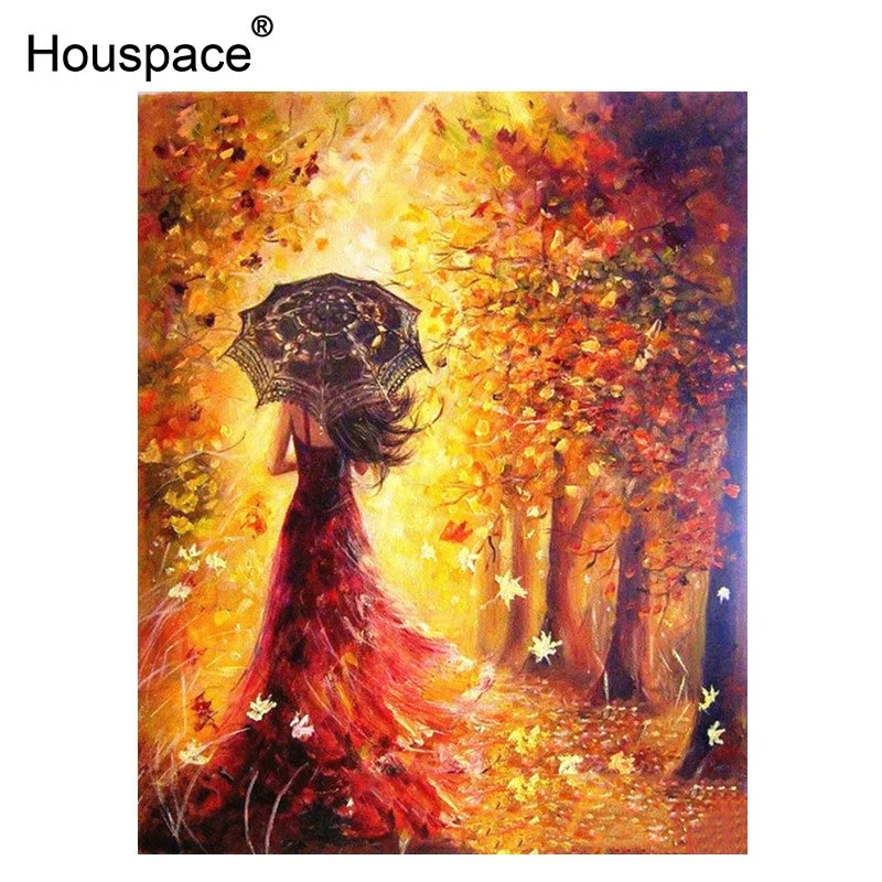 Houspace красивый женский осенний пейзаж Diy Набор для рисования по номерам окраска