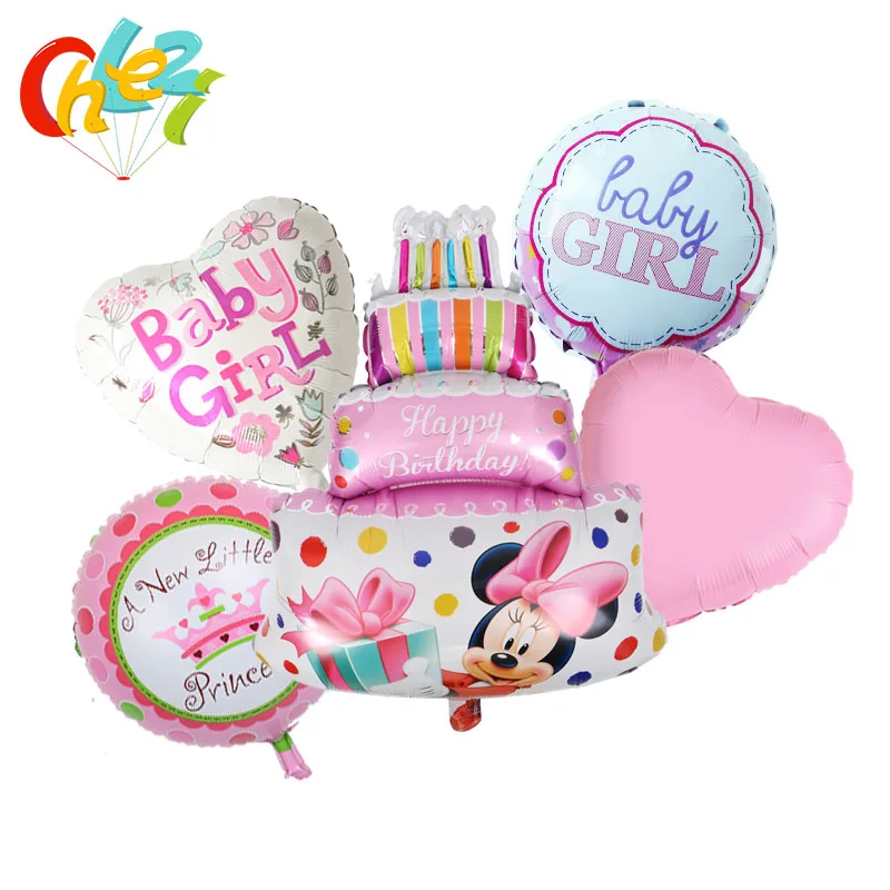13 Blue Pink Large Cake Minnie Mickey Happy Birthday Foil Balloons for Baby Kids Birthday Party Decorations Inflatable Air Ballons - Цвет: 13