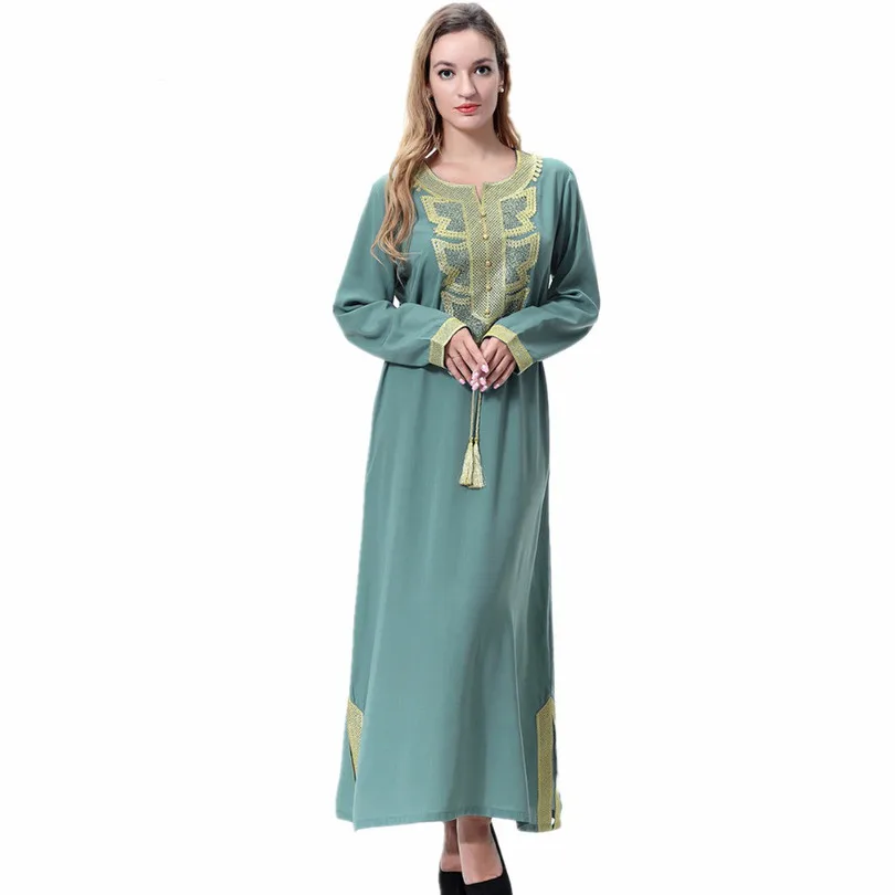 2018 Мусульманская Мода Одежда с вышивкой мусульмане Дубай Сингапур абайя для