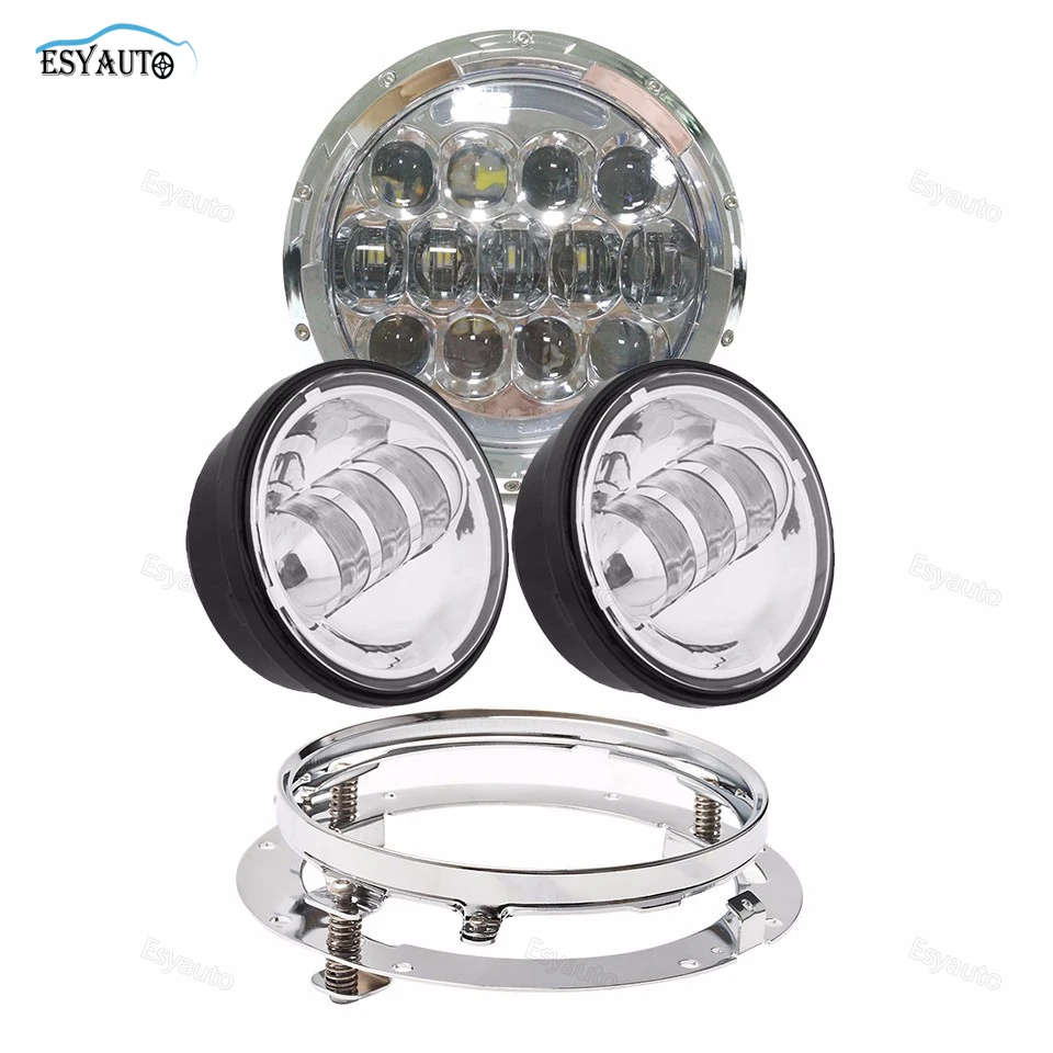 

LED 7 inch Headlight Hi/Lo Beam Lamp 105W +4.5 Inch 30W LED Fog Lamp Light+7'' Bracket Ring for motorcycle