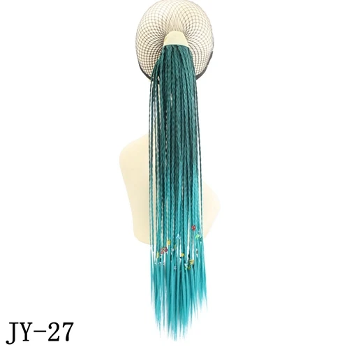 JOY& BEAUTY, разноцветные косички, накладные волосы, 29 цветов, 24 дюйма, розовый, синий, зеленый, синтетические волосы на заколках, конский хвост, шиньоны - Цвет: JY-27
