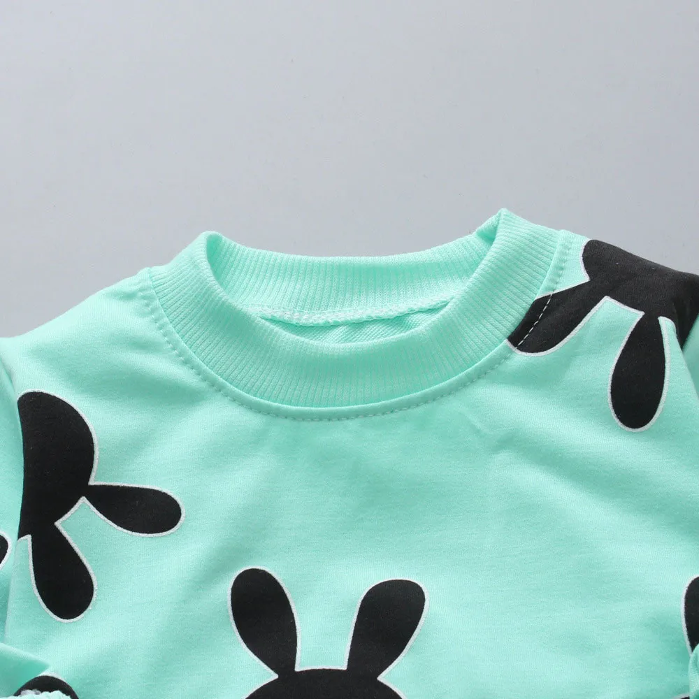 Toddler Summer Clothes Kid Baby Rabbit Print Long Sleeves Top+Pants Girls Outfit Sets Tracksuit Kids Kiz Cocuk Giyim | Детская одежда и