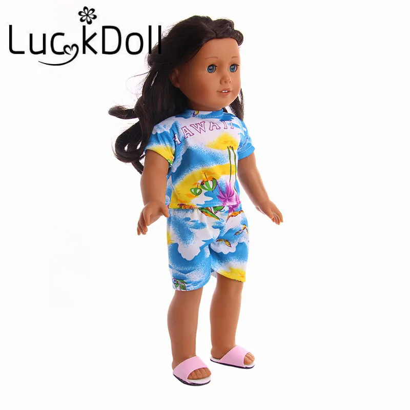 Пляжная одежда LUCKDOLL с принтом топы короткими рукавами и шорты подходящие для