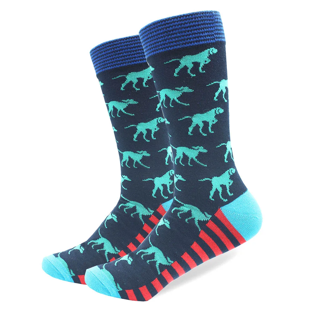 dog(10 pairs) 10 пар/лот чесаные хлопковые носки мужские длинные носки с забавными акулами, креветками, китами, животными, носки высокого качества, повседневные носки - Цвет: dog(10 pairs)