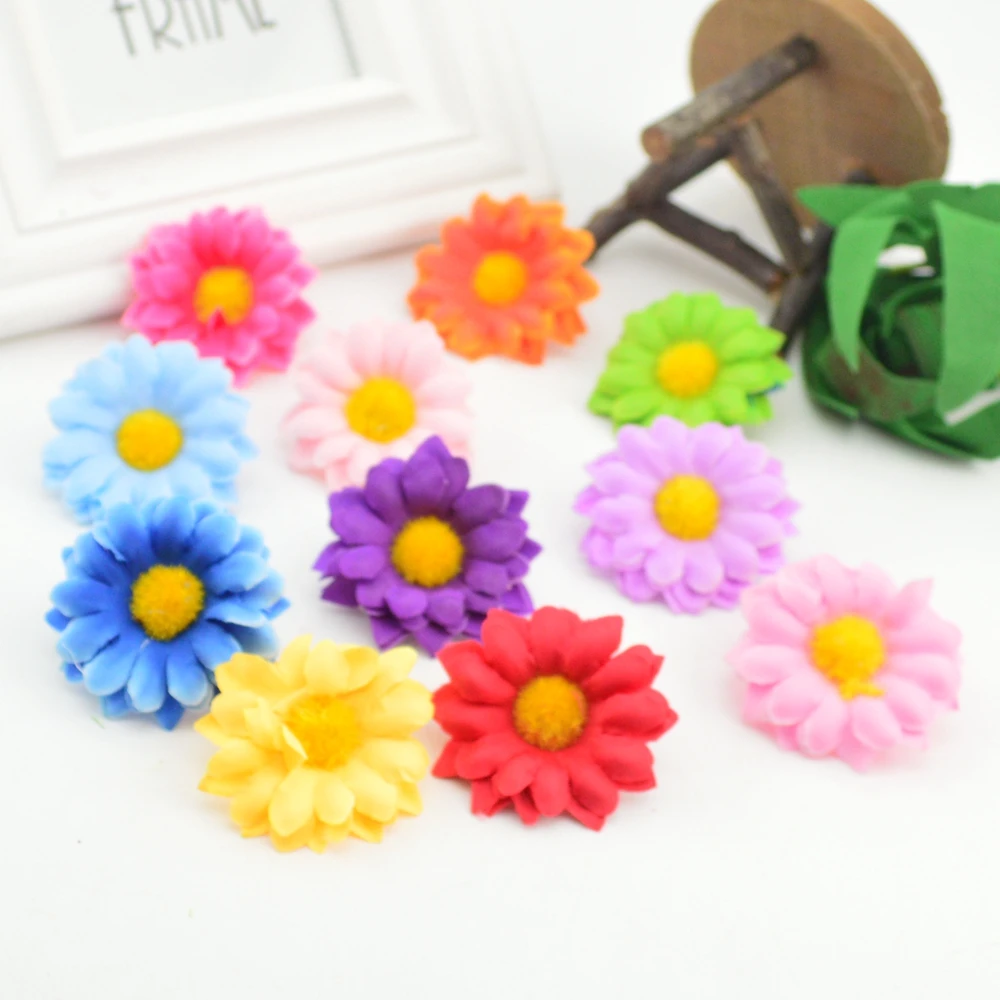 30pcs Small Silk Sunflower Handmake Artificial Flower Head Wedding Decoration DIY Wreath Gift Scrapbooking Craft Fake | Дом и сад