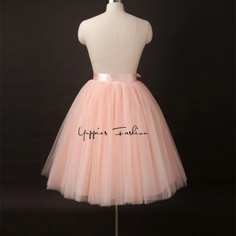 Распродажа! 7 слоев миди Тюлевая юбка Высокая Талия Юбки для женщин Женская мода