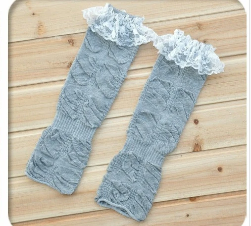 Розничная продажа коричневые кружевные гетры с оборками для маленьких девочек 4