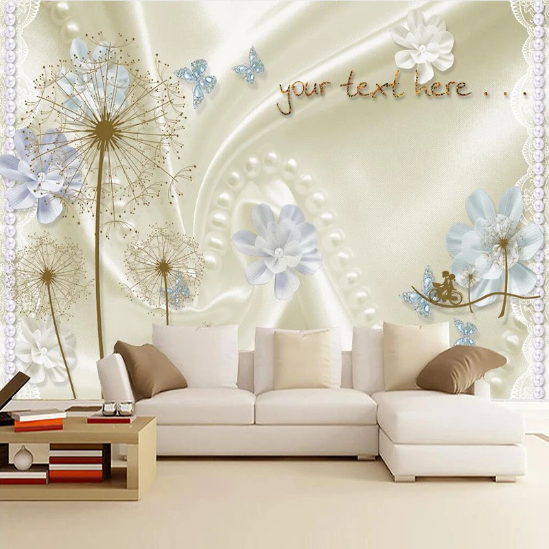 Decorative wallpaper Beautiful silk and dandelion high-grade TV background wall decoration painting mural |