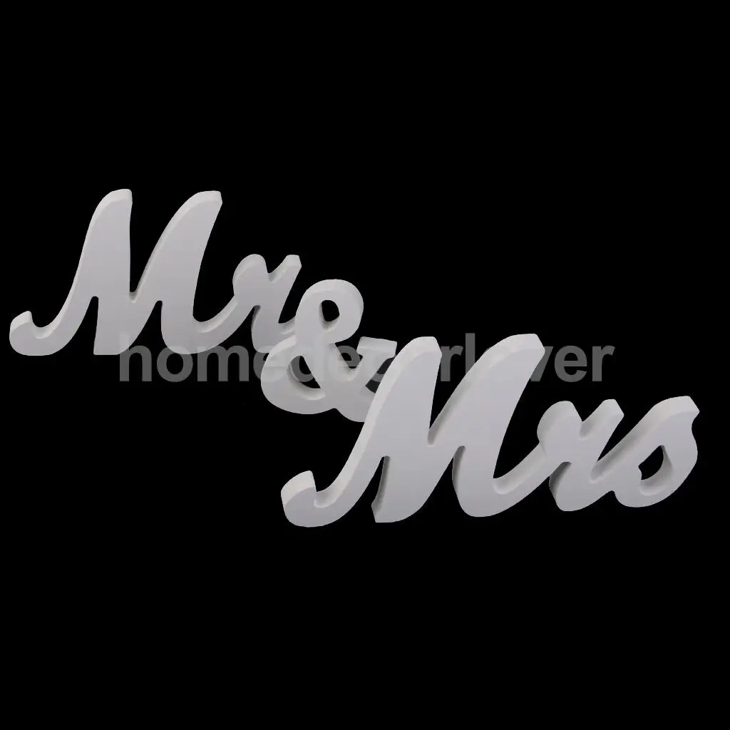 Mr & Mrs Свадебные буквы белый деревянная стойка знак отдельно стоящее