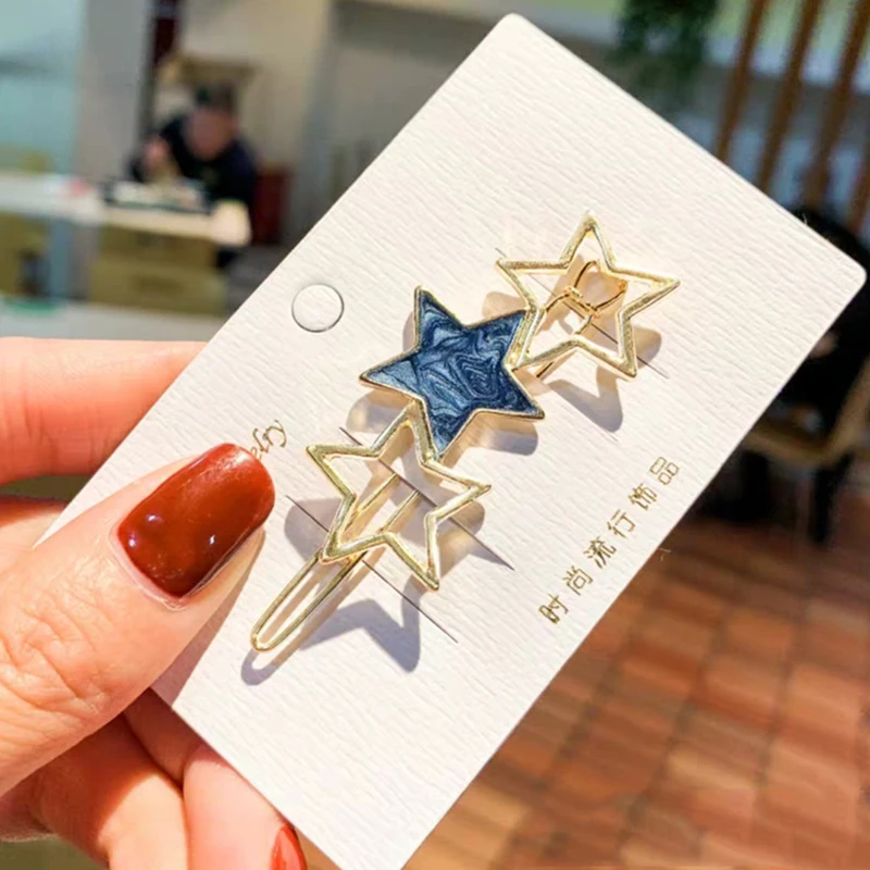 Korean Star Hairpin Sweet Japanese Sky Bangs Clip Women Hair Clips Geometric Starry Girls Ornament Jewelry | Детская одежда и
