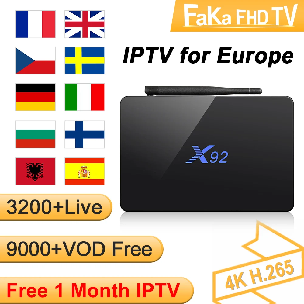 IP tv Italia Франция арабский бесплатно 1 месяц X92 Android Smart Box Португалия Испания