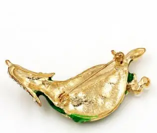 Brand New Arrival Green Enamel and Simulated Pearl Brooches for Dress Decoration |