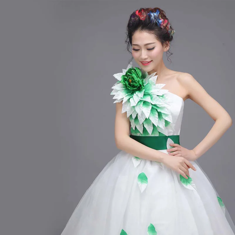 

New Women Gorgeous Host Dress Elegant noble Banquet Stage costume Dress Long Paragraph V Collar Fashion dresses Vestidos