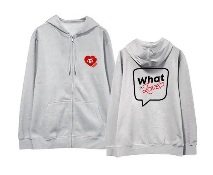 

New arrival kpop twice what is love concert same printing fleece zipper hoodie jacket once unisex supportive loose sweatshirt