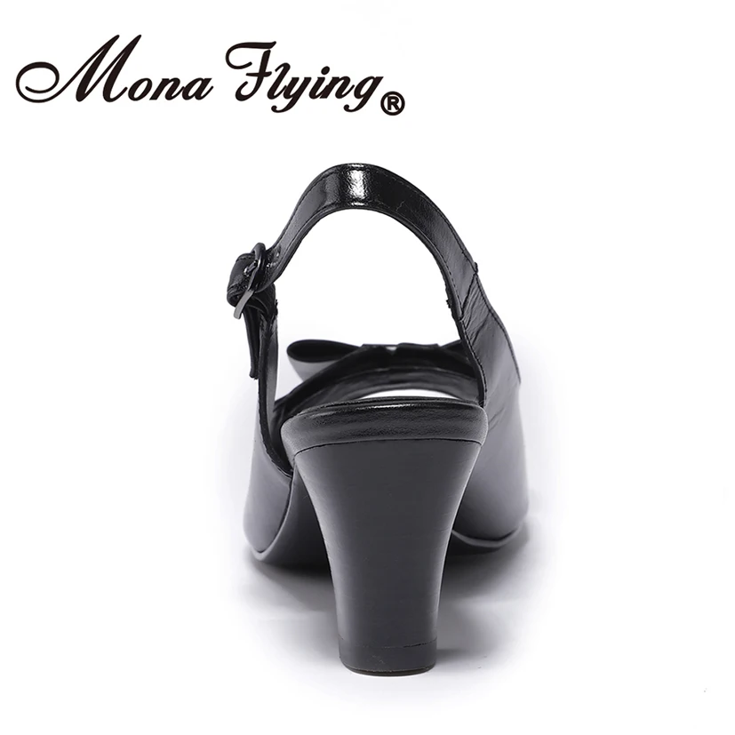 

Mona Flying Genuine Leather Open-toe Heeled Sandals Ankle Strap Pumps Designer Casual Shoes for Work Office Formal Ladies 818-13