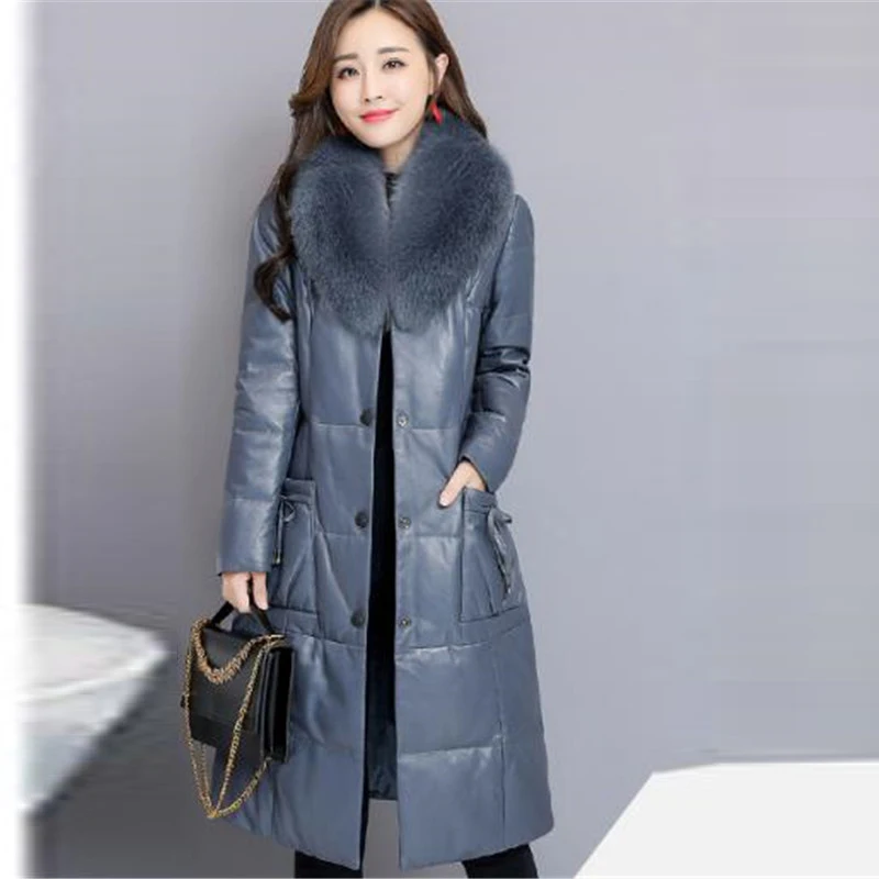 Новинка стеганая Женская куртка зимняя Толстая кожаная парка модное женское