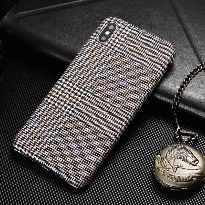 3 Тканевый чехол в клетку, Винтажный чехол для телефона, для iPhone X, XS, Max, XR, ткань, мягкая ткань, текстурный чехол, Капа для iPhone 6, 7 Plus - Цвет: 3
