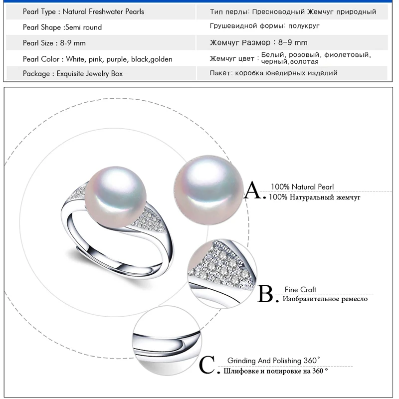 

FENASY Natural Freshwater Pearl rings New Fashion Bohemian Leaf 925 Sterling Silver Party Rings For Women Engagement Ring