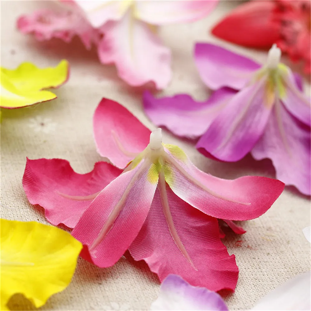 5pcs Silk Butterfly Orchid Artificial Flower Wedding decoration Head For Car Home Decoration Cymbidium Flowers Plants | Дом и сад