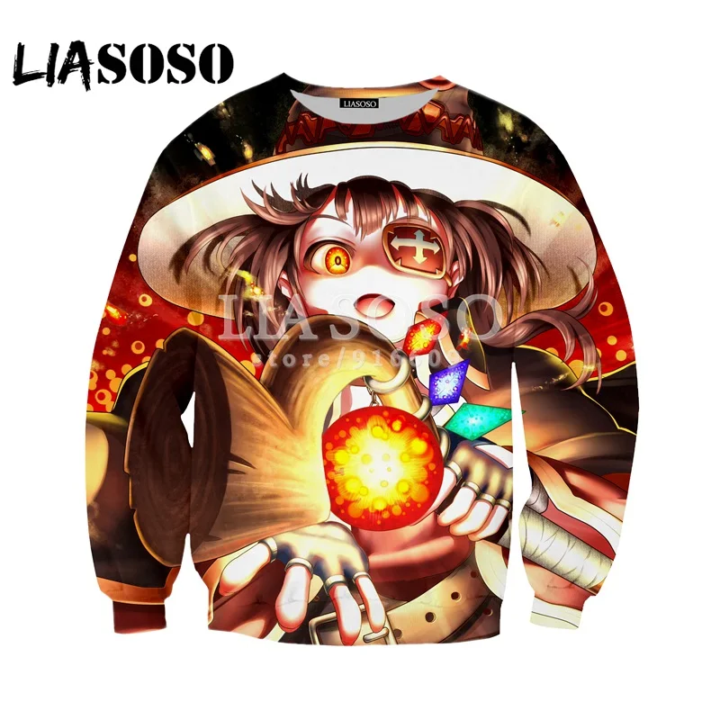 LIASOSO новый аниме Konosuba Megumin Kawaii 3D Футболка с принтом/Толстовка Hipster хорошее