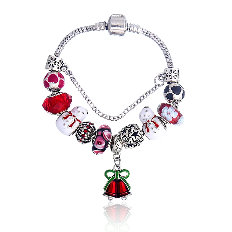 2017 рождественские украшения браслет со стеклянными бусинами в виде снеговика