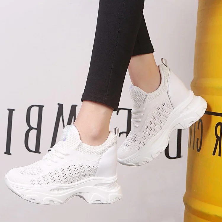 RIZABINA/женские кроссовки модная обувь на каблуке женская повседневная из