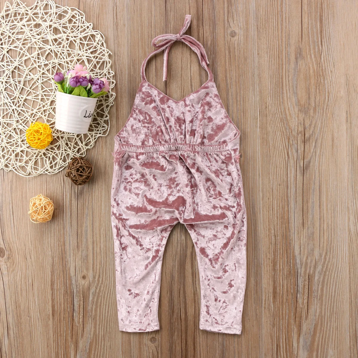 2018 детский бархатный кружевной комбинезон на лямках с открытой спиной для