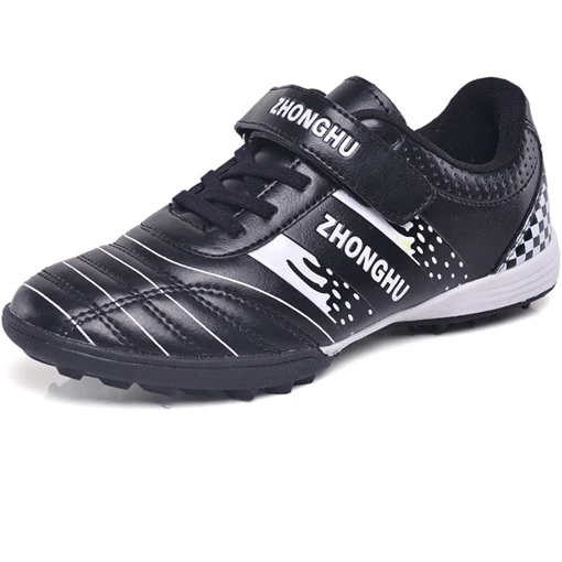 Child Soccer Black Кожаные детские кроссовки для мальчиков и девочек футбольная обувь унисекс Футбольная Одежда для девочек обувь открытый детский кроссовок спортивная обувь для мальчиков - Цвет: Child Soccer Black