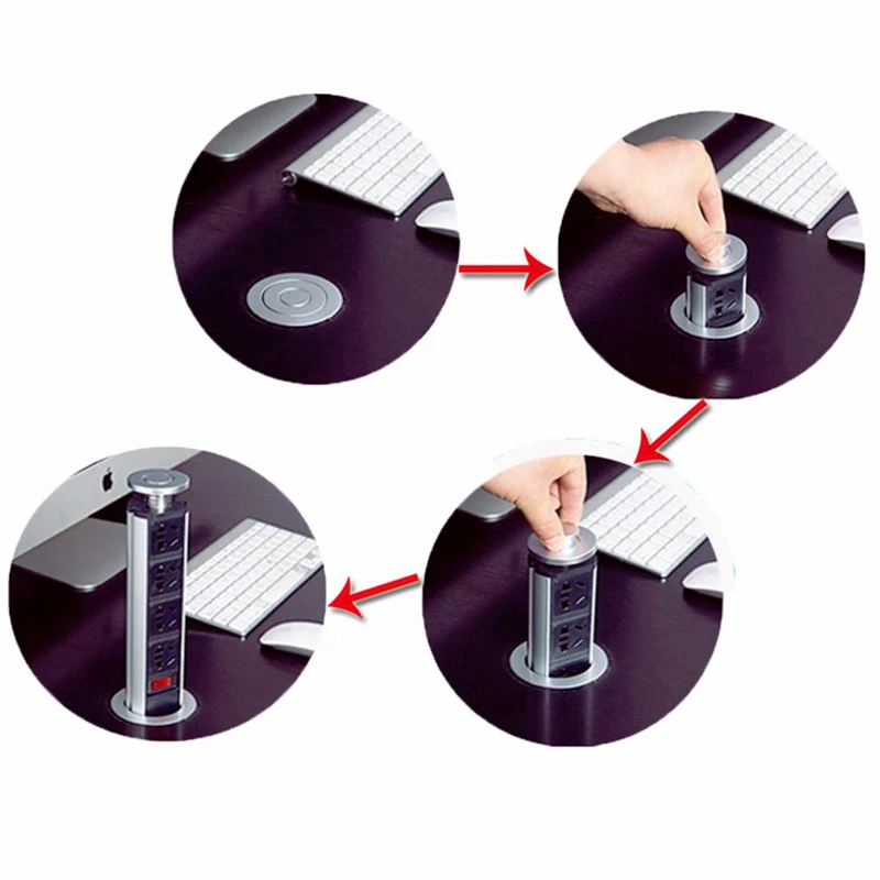 Кухонные Настольные электрические розетки LEORY с европейской вилкой алюминиевая