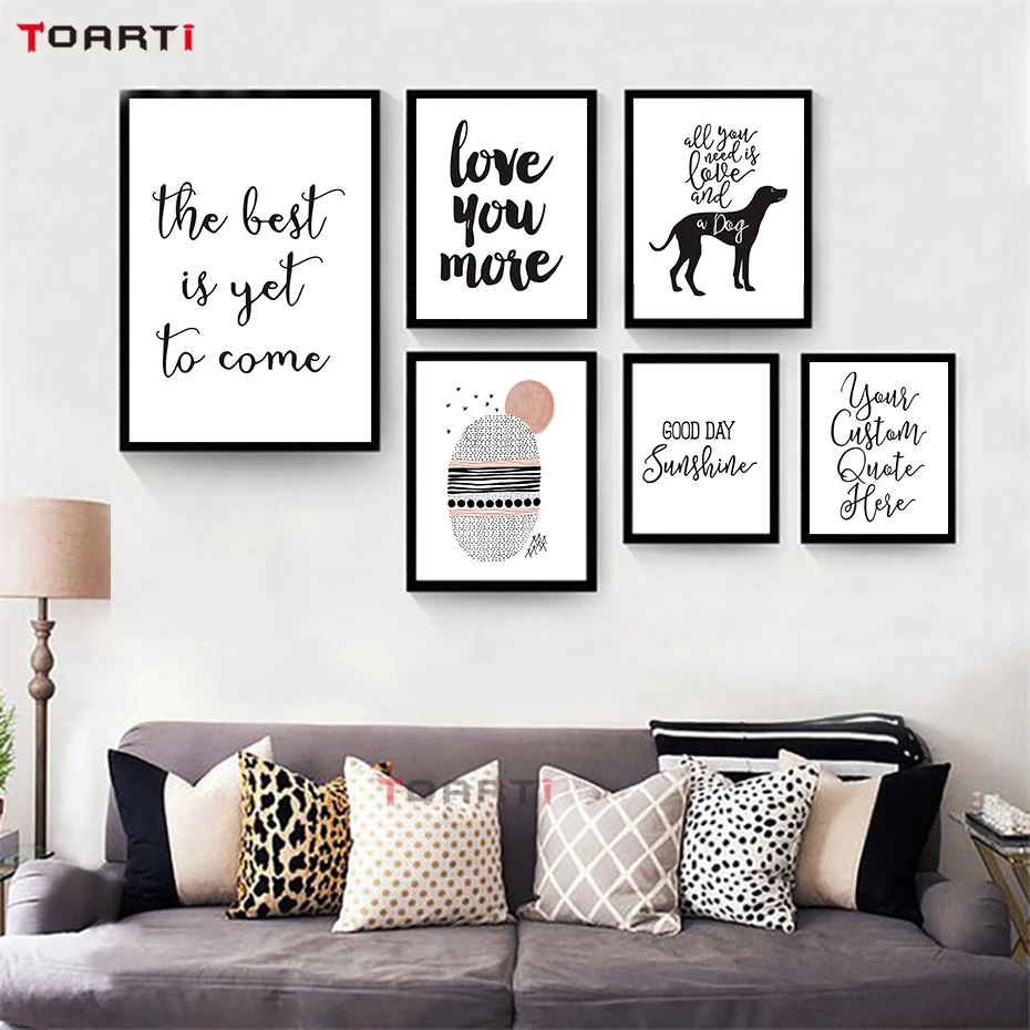 Современная холщовая картина Happy Quotes черно белые настенные картины для гостиной