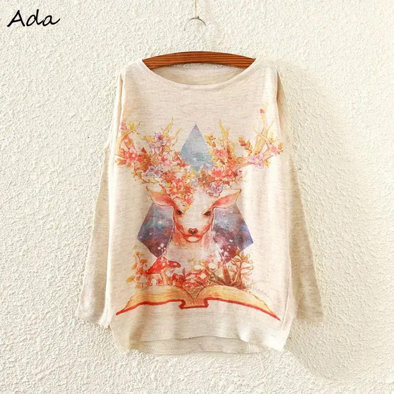 [ Ада ] 2015 новинка осень зима Большой размер женщин свитер с Batwing рукавом перемычка