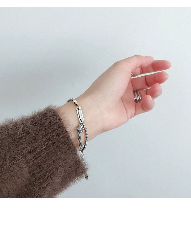 Стерлингового серебра 925 пробы кисточкой цепи браслеты для женщин pulseras mujer, винтажный браслет из бисера браслет на руку ювелирные изделия bileklik
