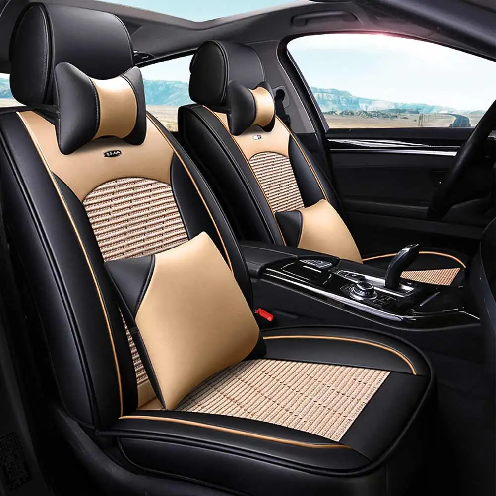 

GLCC Universal Ice Silk Car Seat Cover Automobile Seat Covers Vehicle Seat Protector Interior Accessories Fit for Five-Seat Car