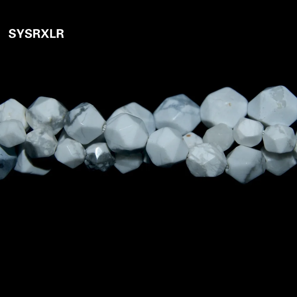 Граненые белые бирюзовые бусины Howlite из натурального камня круглые