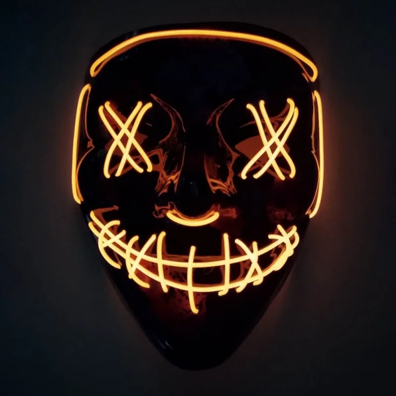 Orange Halloween EL Mask Purge Masks Election Mascara Costume DJ Party Light Up Masks Glow In Dark Movie Cosplay Payday Mask - Цвет: Orange