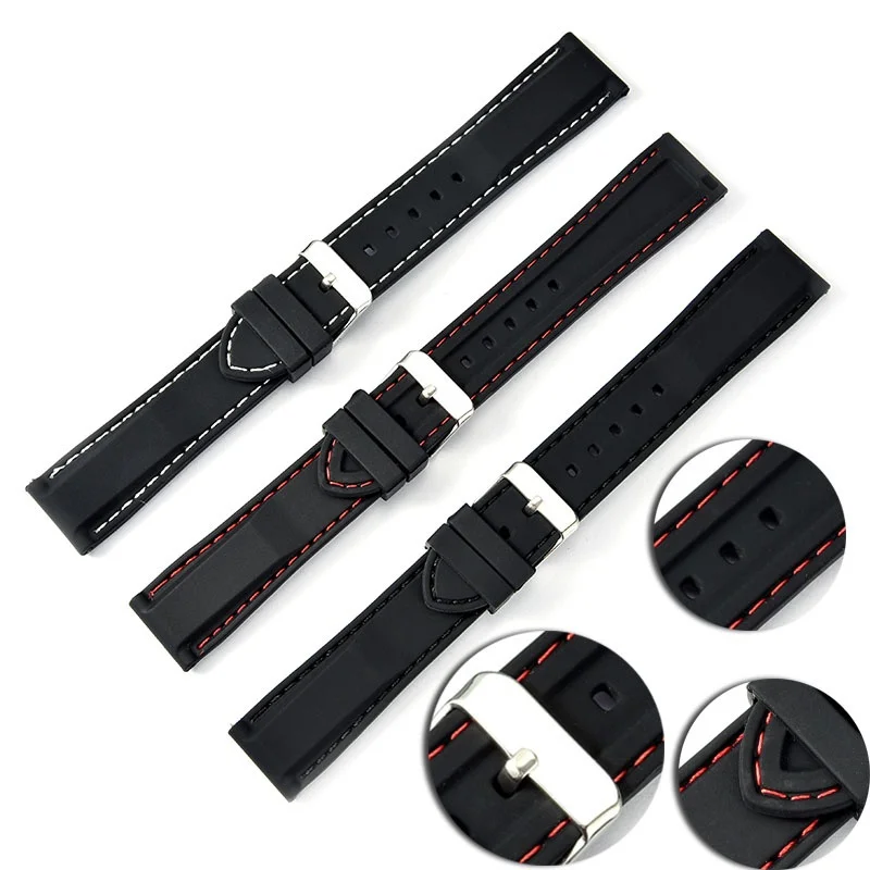 Ремешок силиконовый водонепроницаемый для часов браслет дайвинга с пряжкой из