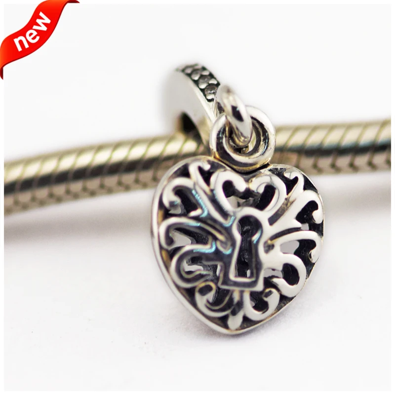 

Подвески-бусины из серебра 925 пробы с сердечком и висячим замком для браслета Pandora