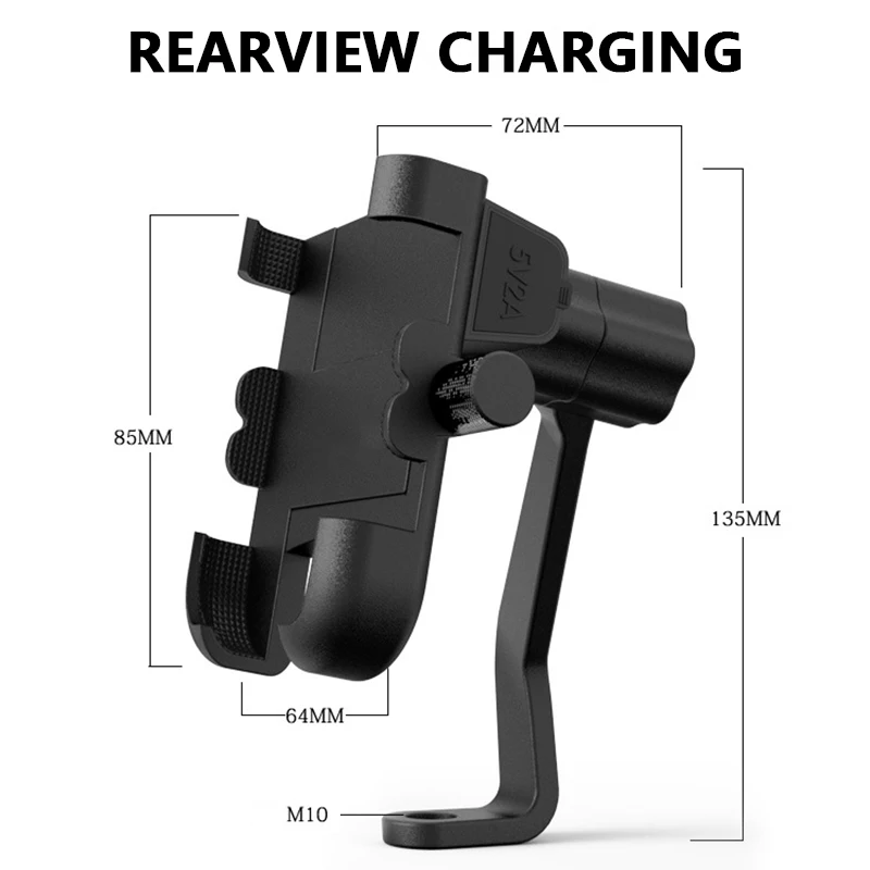 Rearview Charger YPAY алюминиевый руль мотоцикла держатель телефона для 4-6,2 дюймов телефон крепление с USB зарядное устройство велосипед заднего вида mirro кронштейн Стенд - Цвет: Rearview Charger