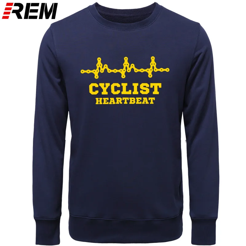 Для мужчин s CYCLINGer Cyclist Heartbeat Горный Дорожный велосипед Забавный велосипед мужские повседневные толстовки с длинными рукавами в китайском стиле, толстовки - Цвет: NAVY YELLOW