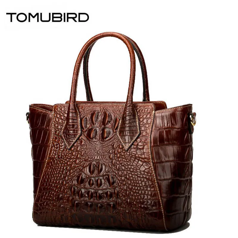 Сумка-тоут Tote TOMUBIRD из натуральной воловьей кожи дизайнерский узор под крокодила