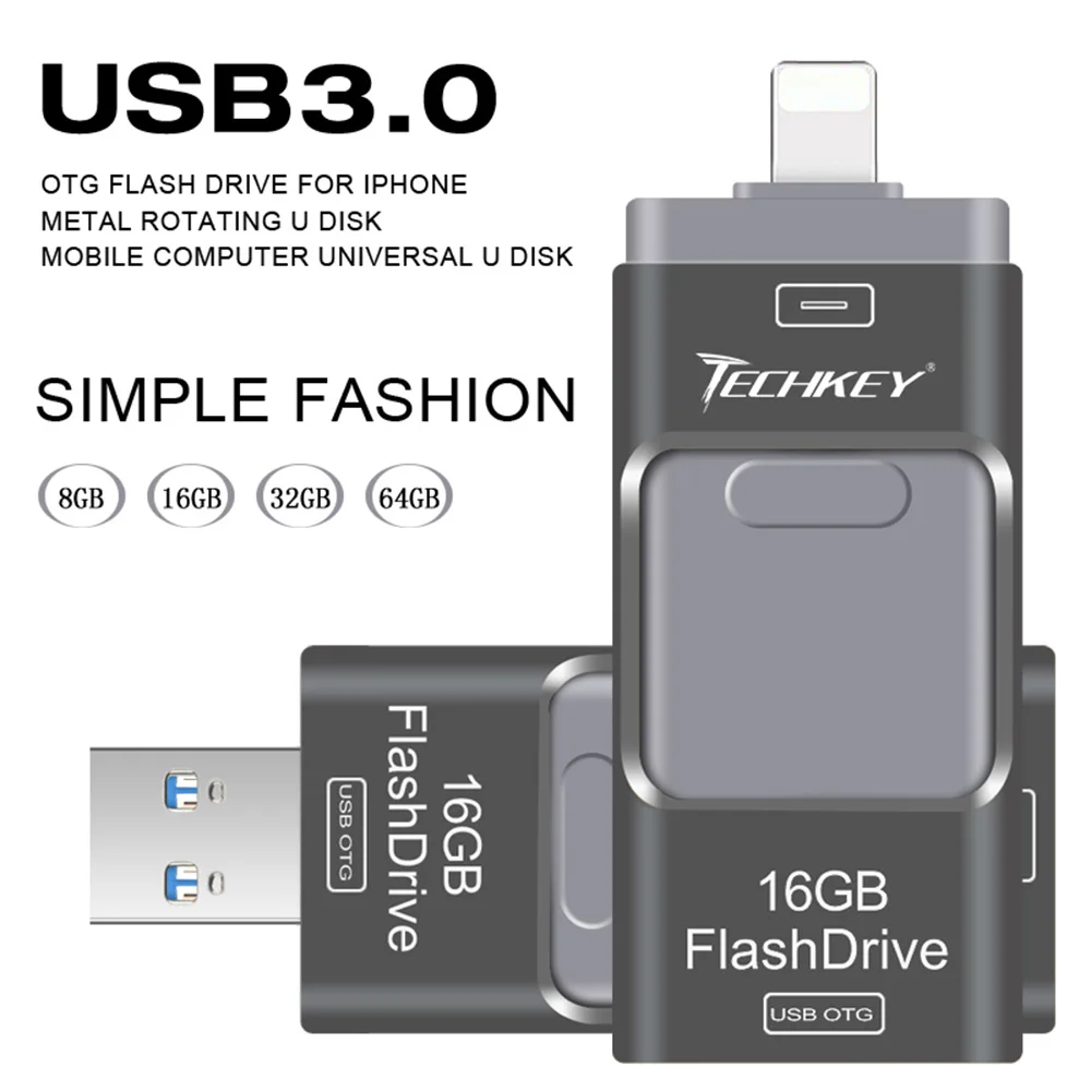 Новый OTG usb 3 0 для iphone 7 флэш накопитель ipad mini pen drive 8 Гб 16 64 128 ГБ Флешка 32 memoria cel stick|otg