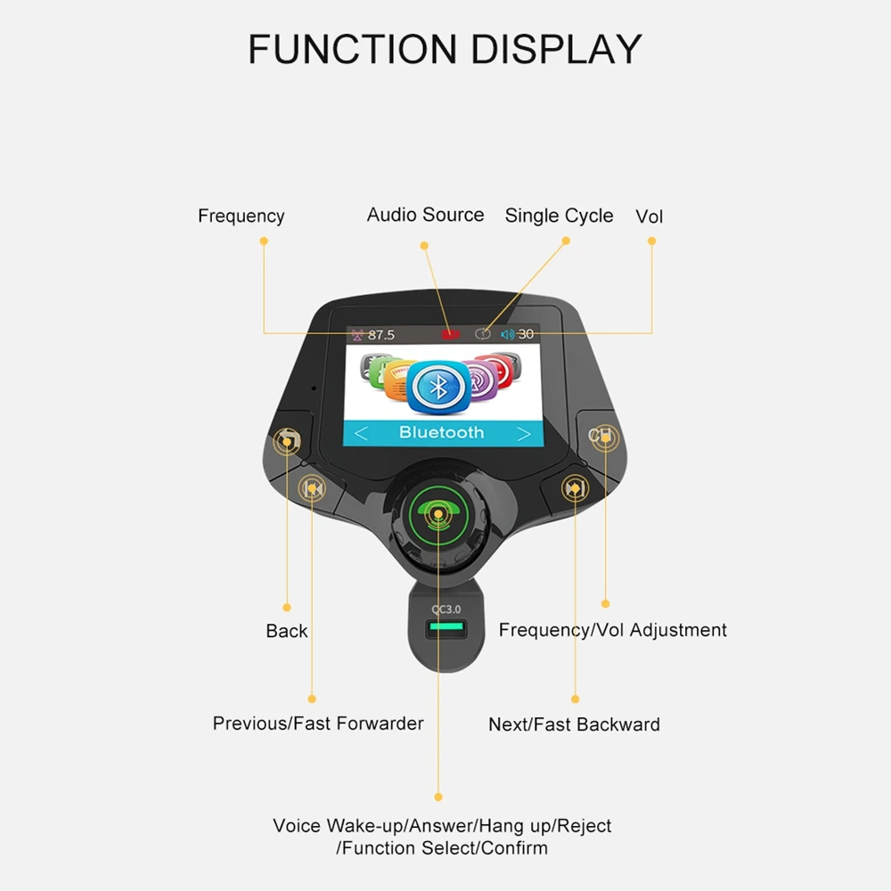G24 HD цветной экран беспроводной автомобильный комплект Bluetooth MP3 плеер Hands-free вызов fm-передатчик автомобильный комплект поддержка QC 3,0 быстрое зарядное устройство