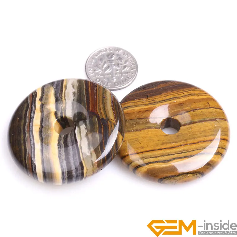 Круглые бусины в форме пончика желтые тигровые глаза из натурального камня для
