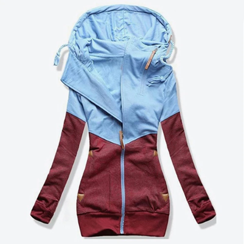 Осенние женские толстовки с капюшоном модные длинными рукавами на молнии |