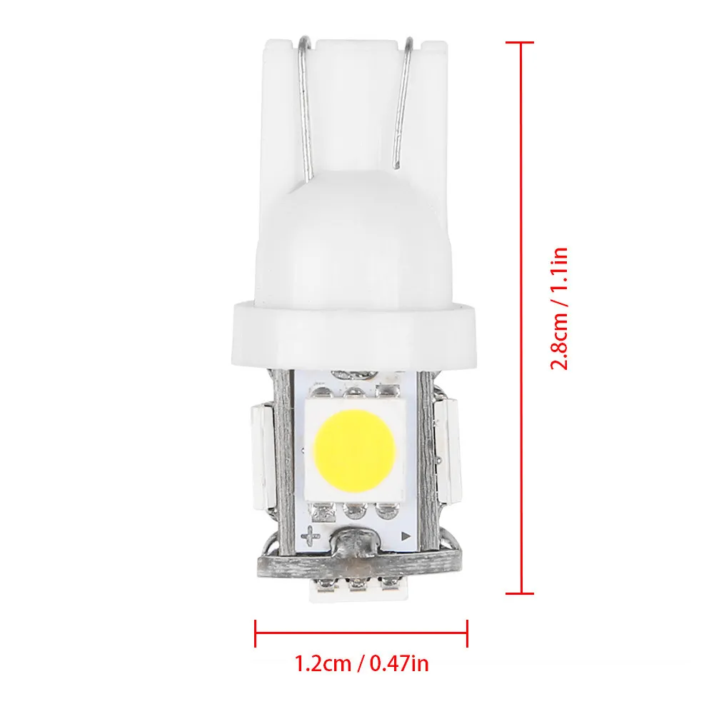 

20 Pcs T10 LED W5W 12V Car Light Bulb White 6000K 5050 Smd 5 LEDs Side Wedge Tail Lights Auto LED Lamp T10 LED w5w 168 194 2825