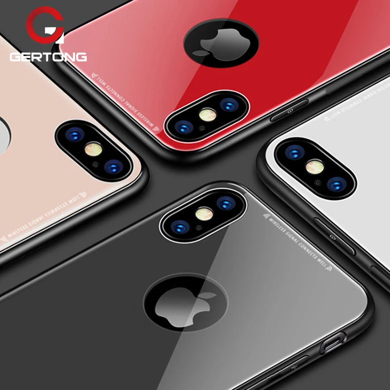 Однотонный чехол из закаленного стекла для телефона для iPhone XS Max XR X 7 8 6 6S Plus задняя крышка для смартфона PC чехол s глянцевый защитный чехол