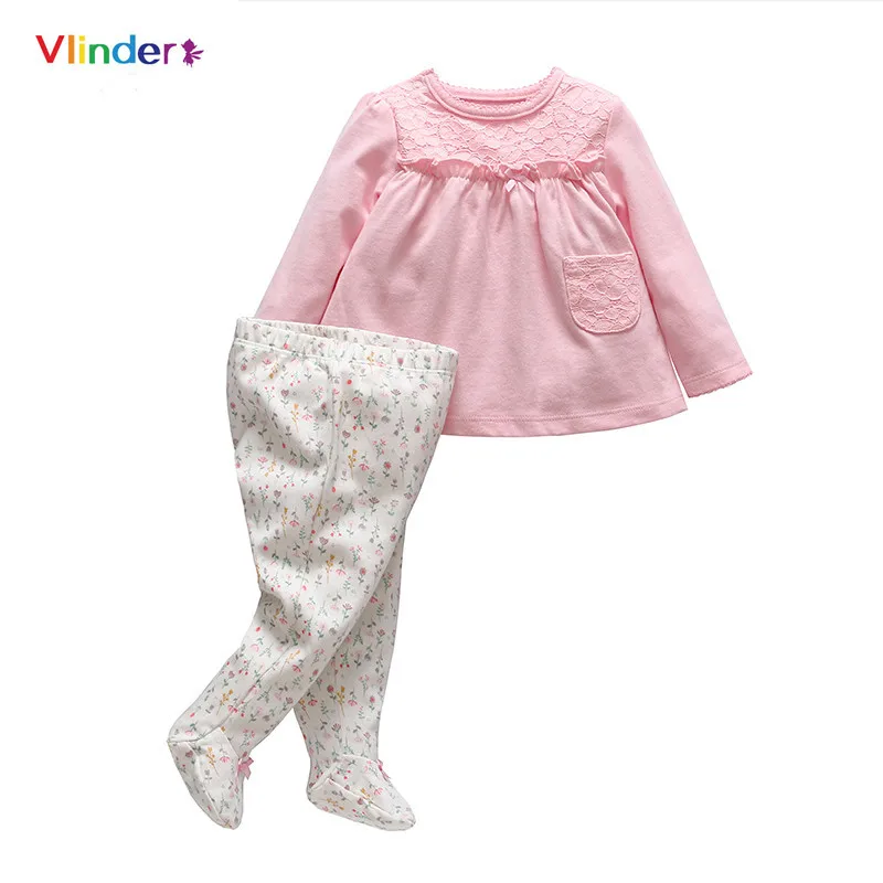Vlinder/новые хлопковые комплекты для новорожденных 2 шт. Повседневная футболка с